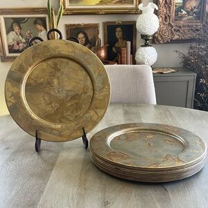 Martha Sturdy Spun brass Patina table charger or tray set of 4